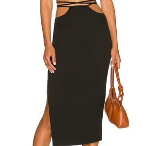 WeWoreWhat‎ Cut Out Midi Skirt in Solid Black Large NWT